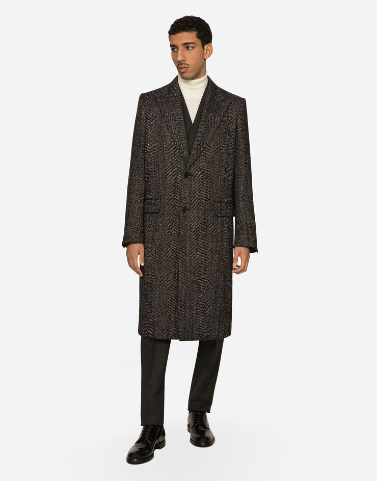 Dolce&Gabbana Single-breasted herringbone alpaca wool coat Mehrfarbig G039ATFCMDC