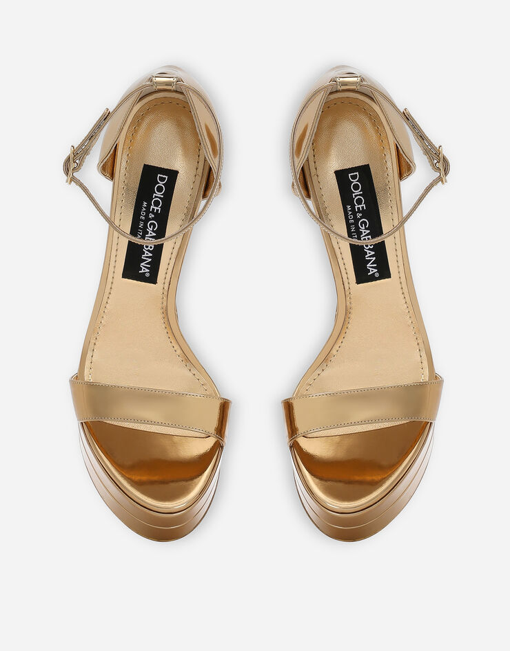Dolce&Gabbana Sandalia de plataforma en piel de becerro Dorado CR1246AY828