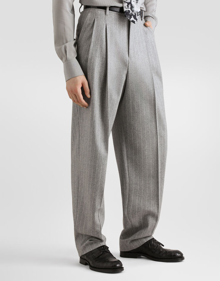 Dolce & Gabbana Pantalones en franela con raya diplomática Multicolor GP16NTFR23F