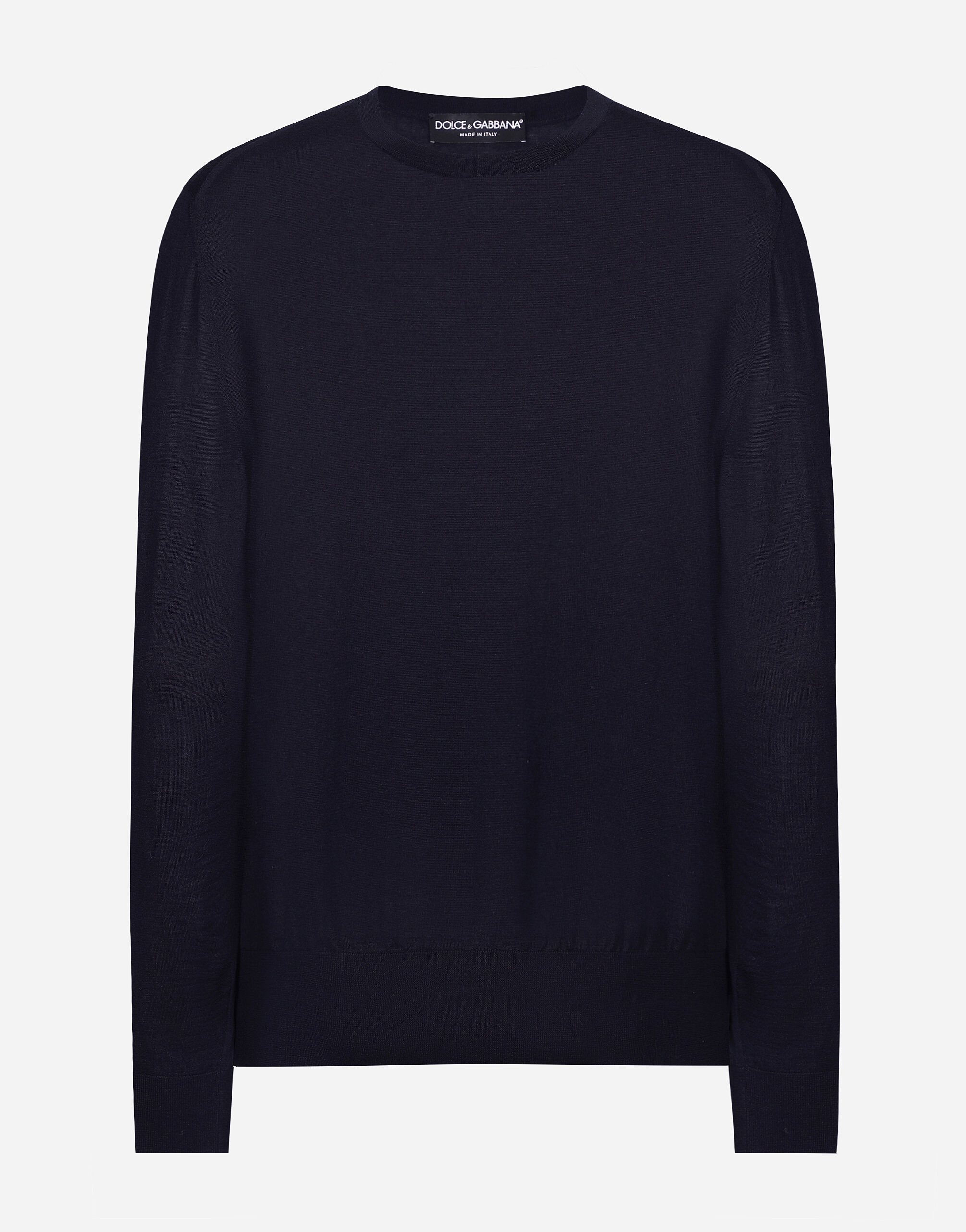 Silk and cashmere round-neck sweater in Blue for Men
