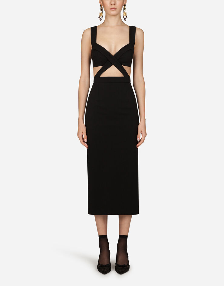 Dolce & Gabbana Longuette dress in jersey with brassiere Black F6I8FTFUGKF