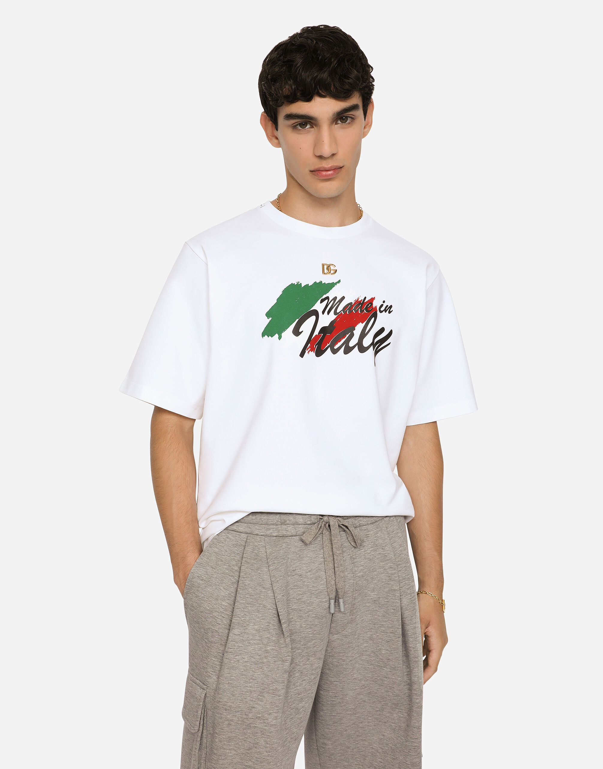 マルチカラーのメンズ Technical jersey T-shirt with print and