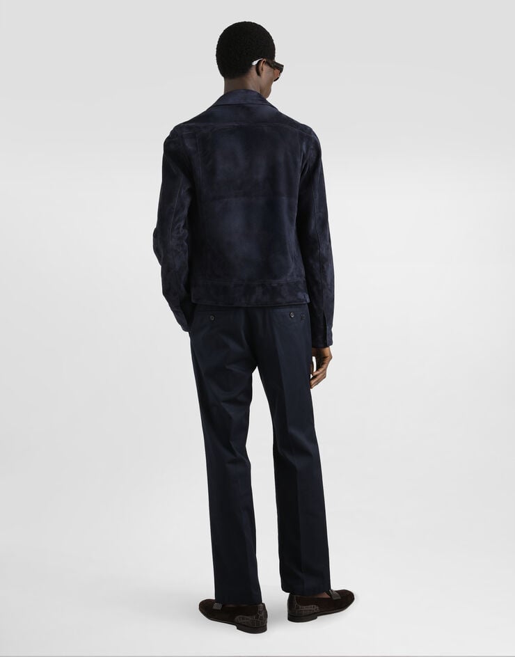 Dolce & Gabbana Leather zipped jacket Blue G9BPCLHULUU