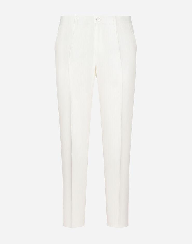 Dolce & Gabbana Pantalon en lin Blanc GY6IETGG868