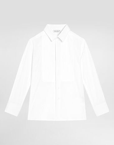Dolce & Gabbana قميص بوبلين بتفاصيل من الجهة الأمامية White L42S56FU5GK