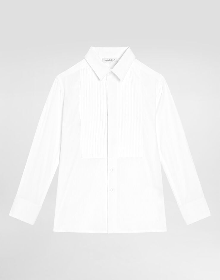 Dolce & Gabbana Camisa de popelina con plastrón Blanco L42S56FU5GK