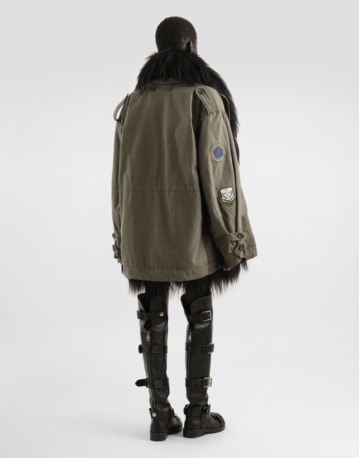Dolce & Gabbana Oversized canvas parka Grey F9U00ZGDDHQ