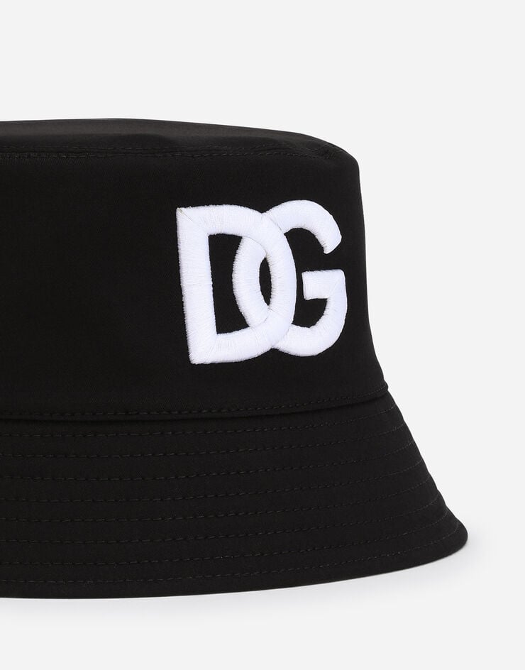 Dolce & Gabbana Cotton bucket hat with DG embroidery Black GH701ZFUFJV