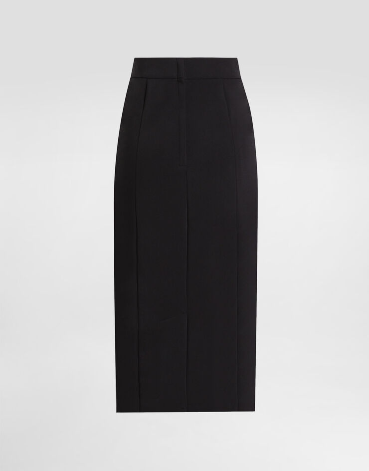 Dolce & Gabbana Longuetteschlauchrock aus technischem Cady Schwarz F4C5TTFUUC7