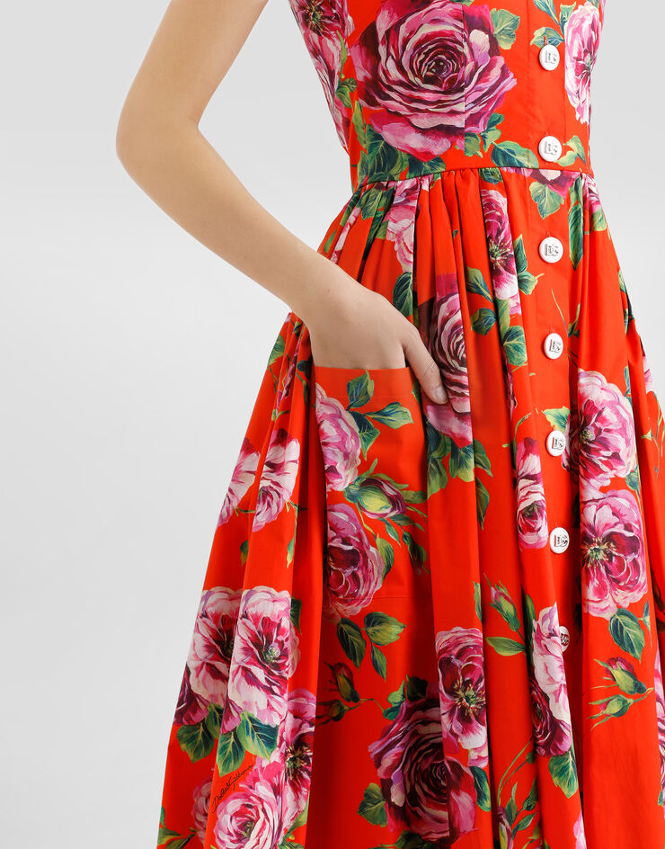 Dolce & Gabbana Cotton sundress with rose print Print F6ZT0THS5TI