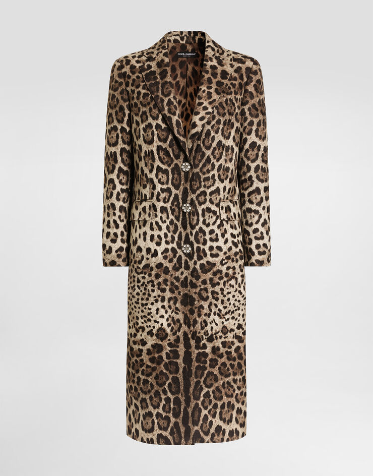 Dolce & Gabbana Leo-print brocade single-breasted coat with jewel buttons Print F0W5ZZFSTB3