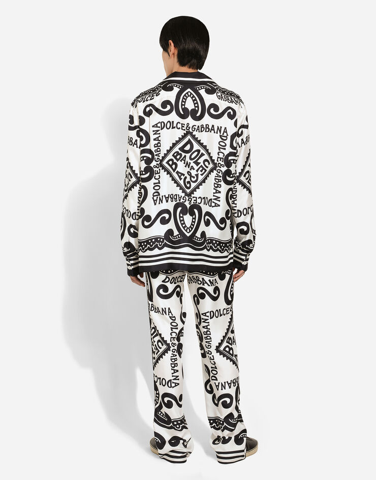 Dolce & Gabbana パジャマパンツ シルク マリーナプリント ホワイト GVRMATHI1QC