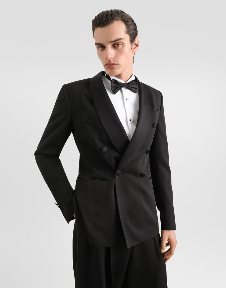 Dolce & Gabbana Double-breasted Tuxedo jacket in techno gabardine Black G2UH7TFU2Z8