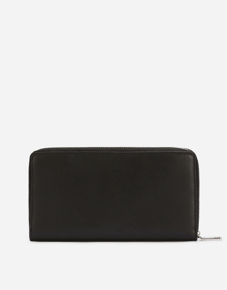 Dolce&Gabbana Zip-around calfskin wallet with raised logo Black BP1672AG218