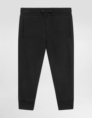 DolceGabbanaSpa Fleece trousers with DG logo plaque Black L4JPT0G7I2P