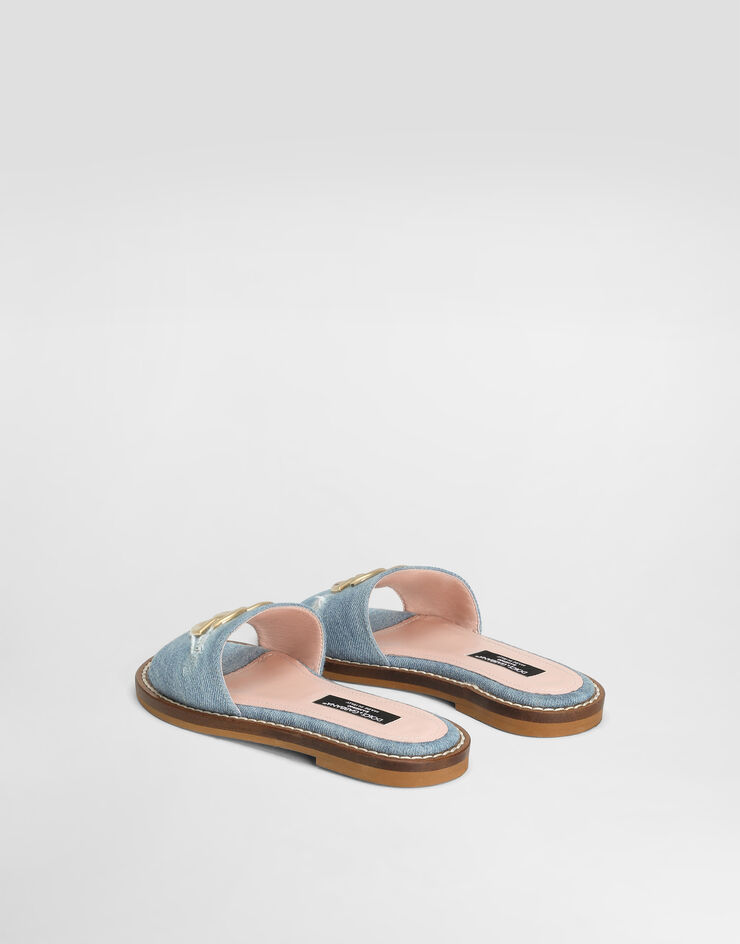 Dolce & Gabbana Flat denim sliders with DG logo Multicolor D11285A4801