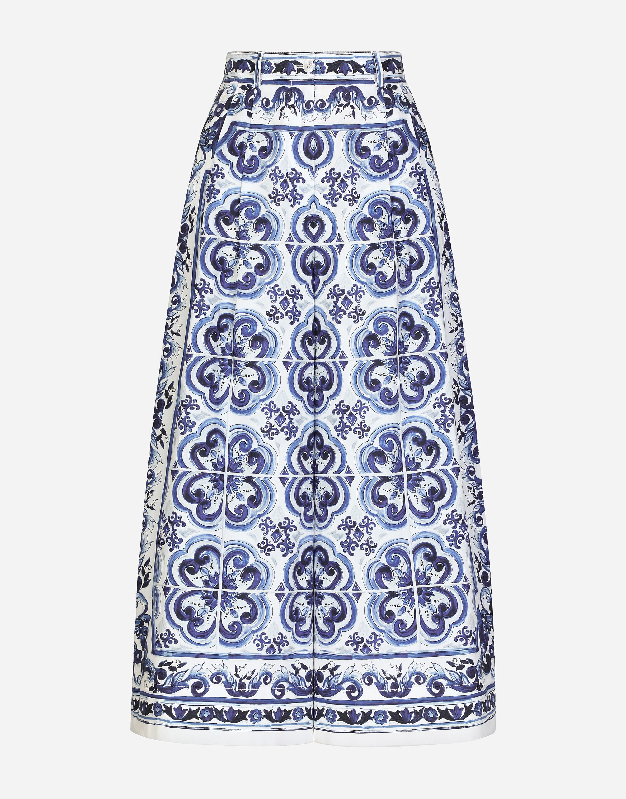 Majolica-print poplin culottes in Multicolor for Women