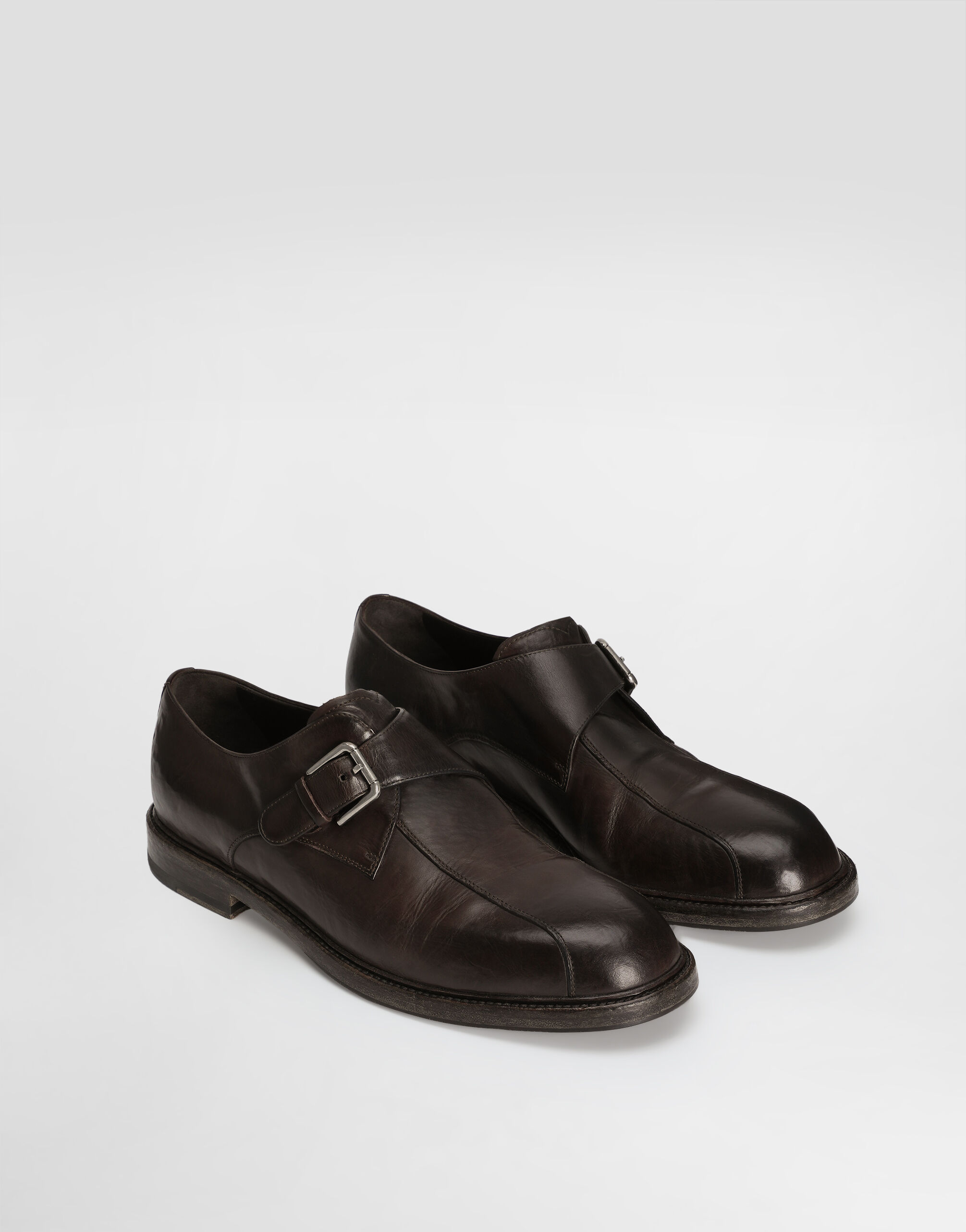 Washed calfskin laced shoes in Brown for Men | Dolce&Gabbana® US