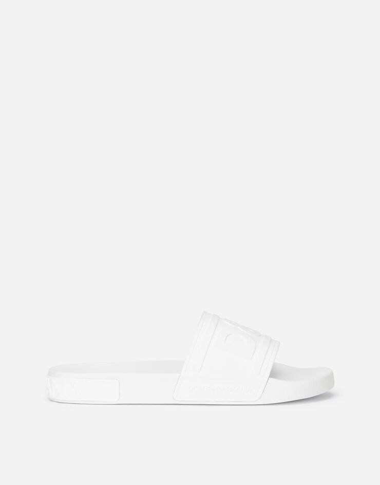 Dolce & Gabbana Rubber beachwear slides with DG logo WHITE CS1786AX389