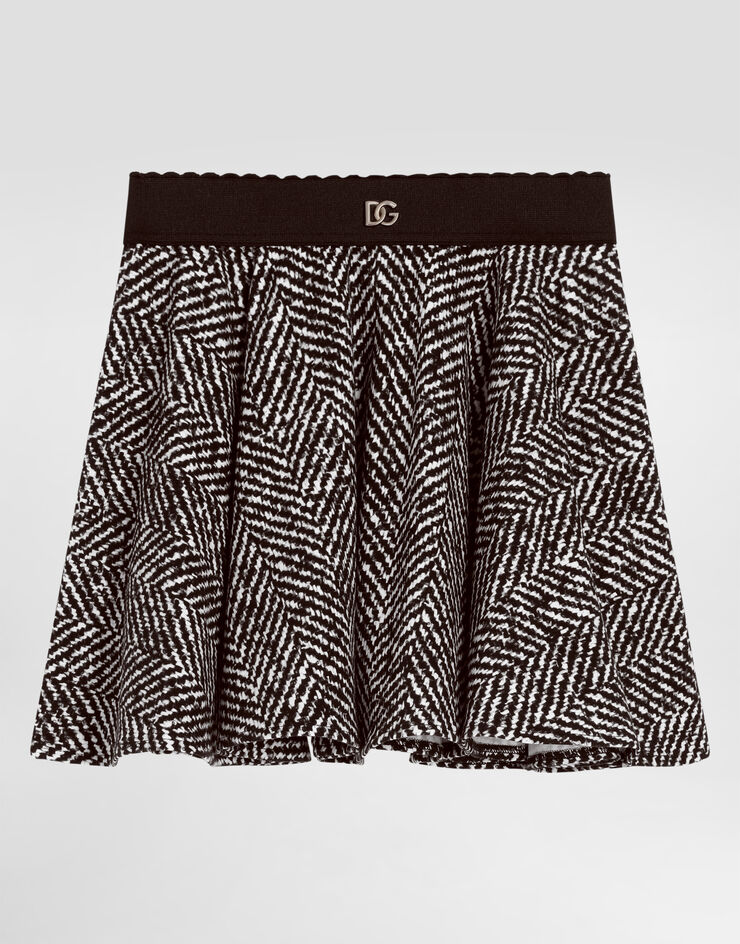 Dolce & Gabbana Interlock skirt with chevron print Multicolor L54I67FSGDZ