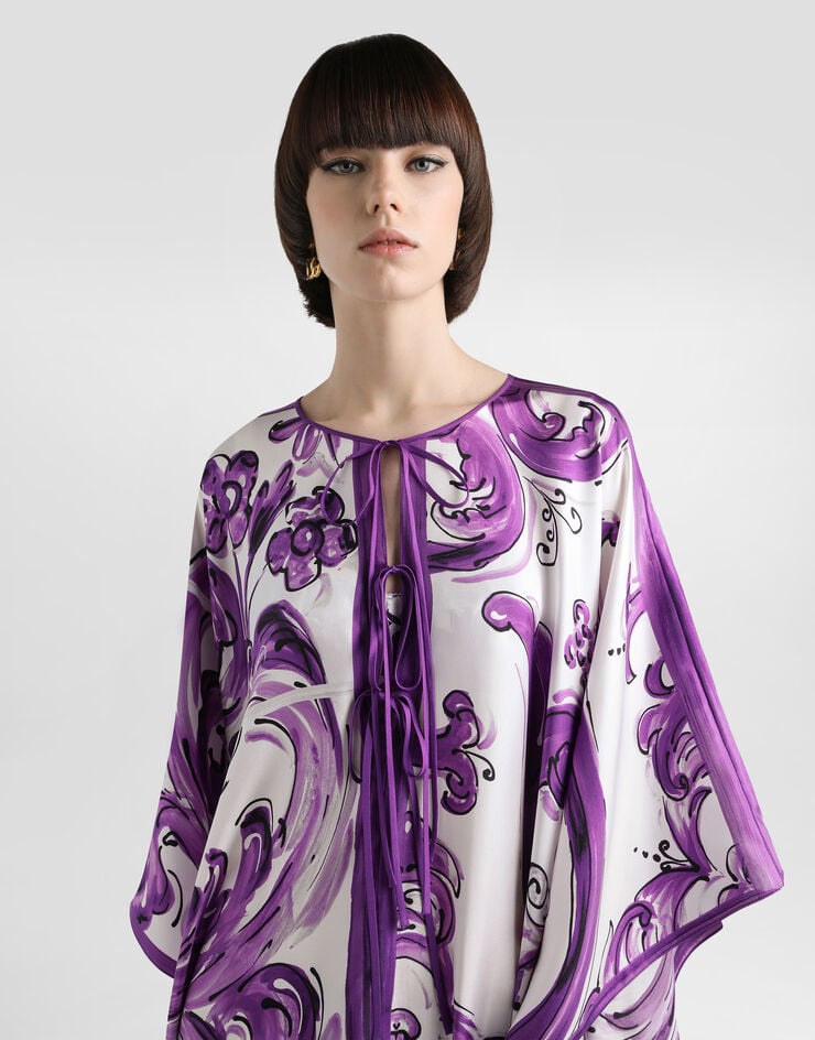 Dolce & Gabbana Majolica-print twill caftan dress Multicolor F6TTFTHI1S5
