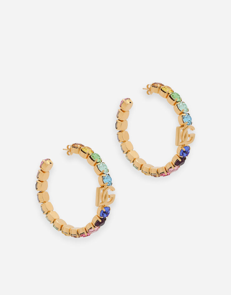 Dolce & Gabbana Hoop earrings with DG logo and colorful rhinestones Multicolor WEO6C2W1111