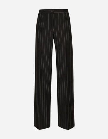 Dolce & Gabbana Flared pinstripe woolen pants Black FTAM0TFU28J