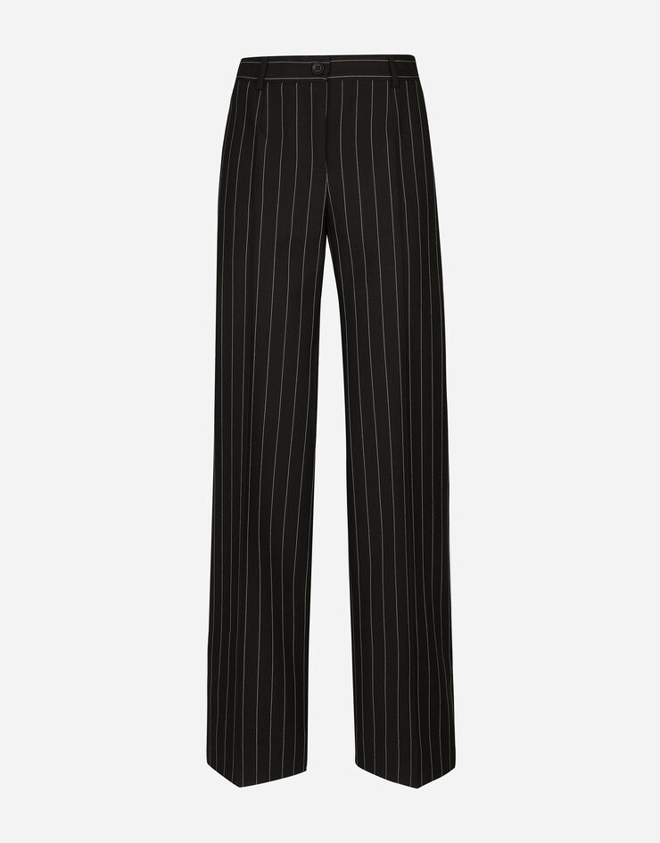 Dolce & Gabbana Flared pinstripe woolen pants Black FTC31TFR20A