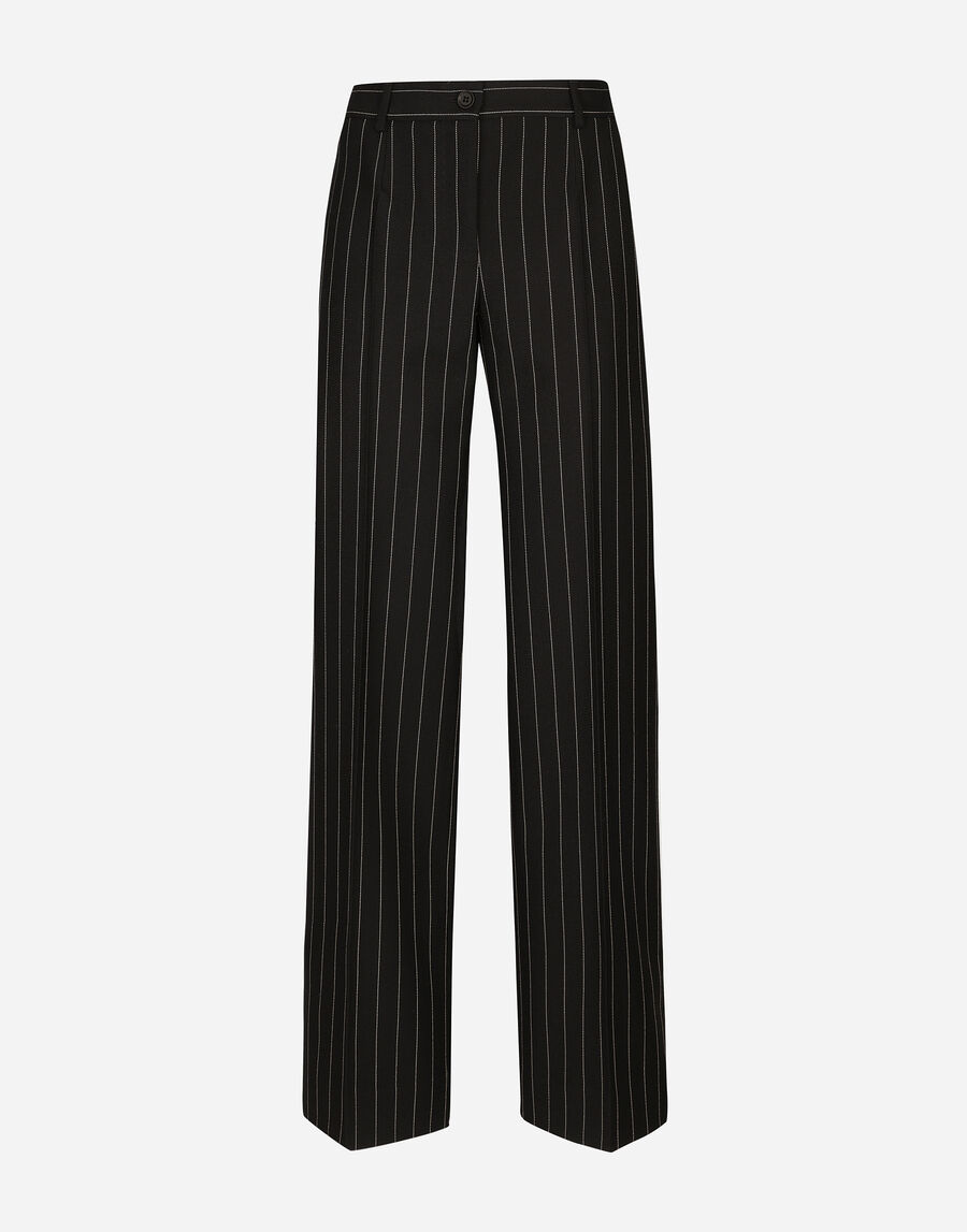 Flared pinstripe woolen pants