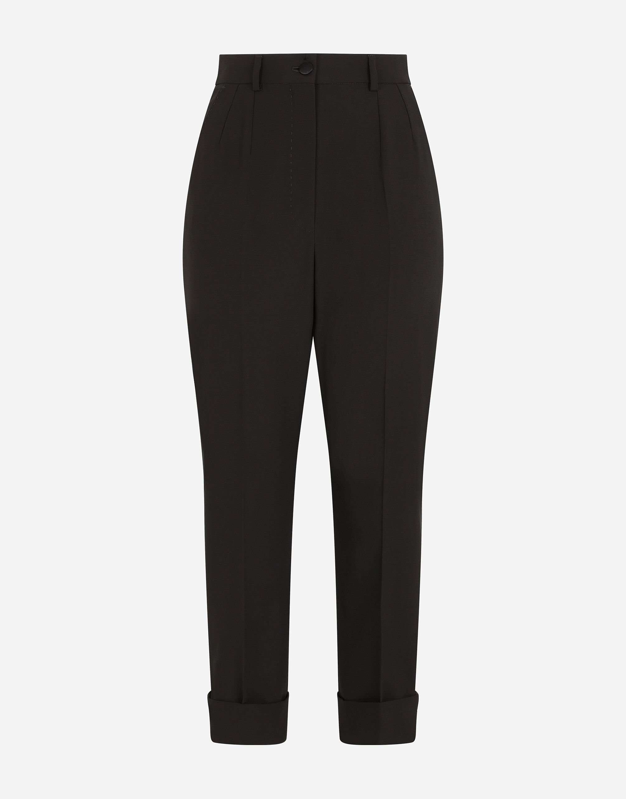 Dolce & Gabbana Woolen pants with turn-ups Black FTB7NTGDP69