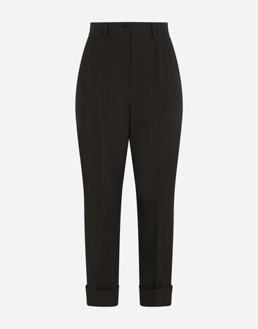 Dolce&Gabbana Woolen pants with turn-ups Black F0B6ATHJMOK