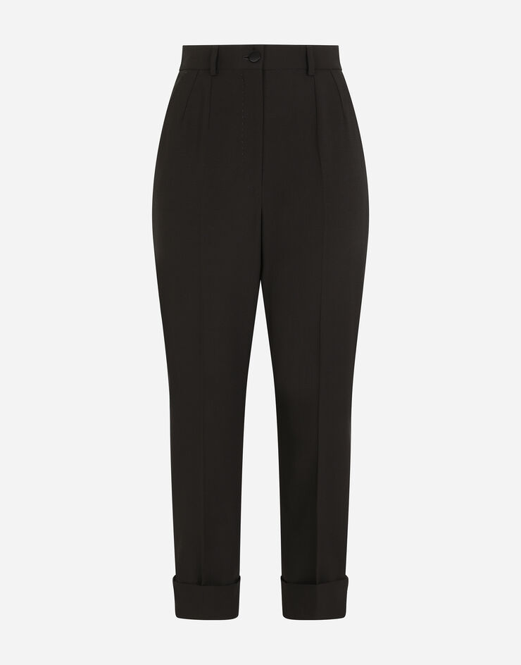 Dolce & Gabbana Woolen pants with turn-ups Black FTB72TFUBAJ