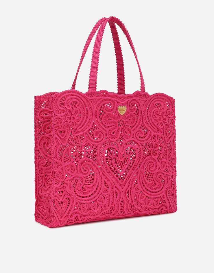 Dolce&Gabbana Großer Shopper aus Kordelspitze Fuchsia BB6957AW717