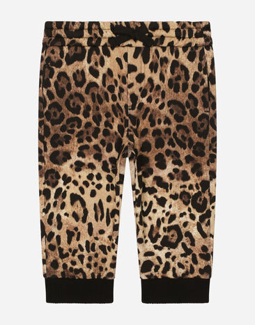 Dolce & Gabbana Jersey jogging pants with leopard print Print L23Q34FI5KS