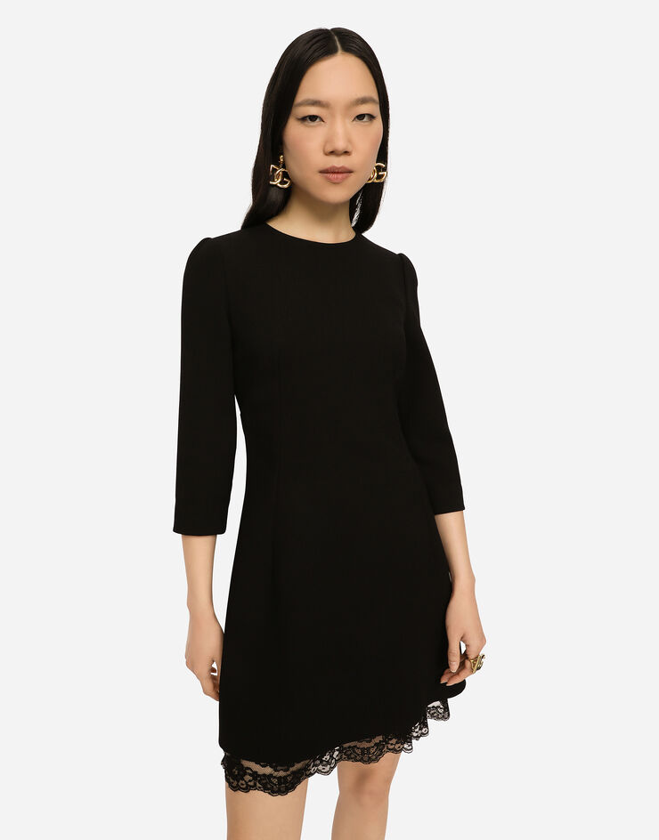 Dolce & Gabbana Double wool crepe short dress Black F6H8RTFUBD2