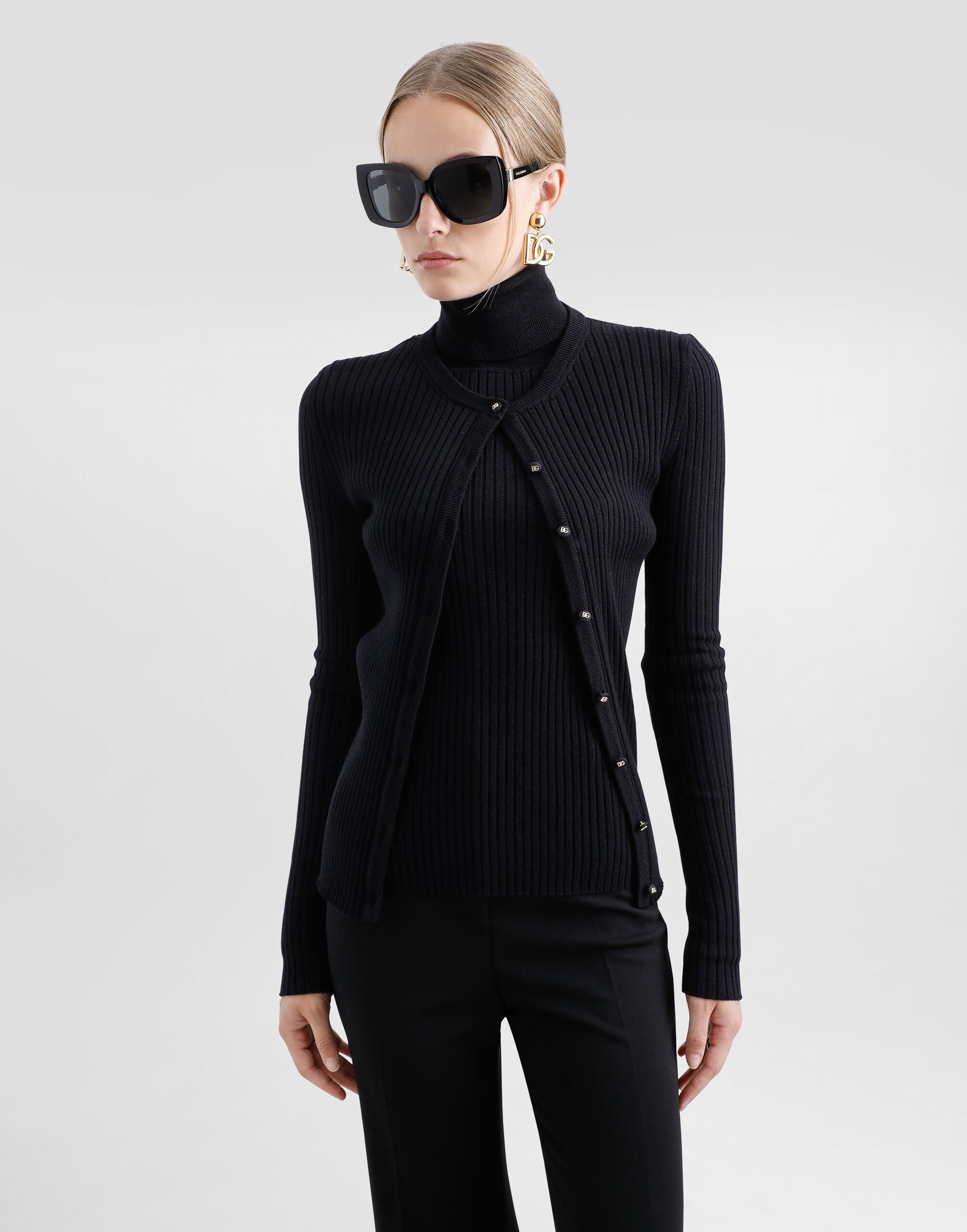 00s dolce&gabbana black rib knit りぶ編み Ribbed wool cardigan in Black for Women | Dolce&Gabbana® US