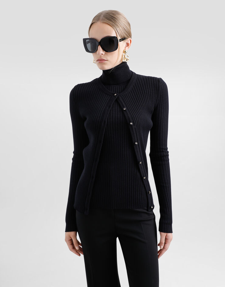 Dolce & Gabbana Ribbed wool cardigan Black FXV62TJCVXG