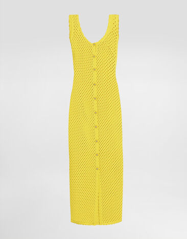 Dolce & Gabbana Vestido largo de punto de ganchillo Amarillo FXS37TJFMLT