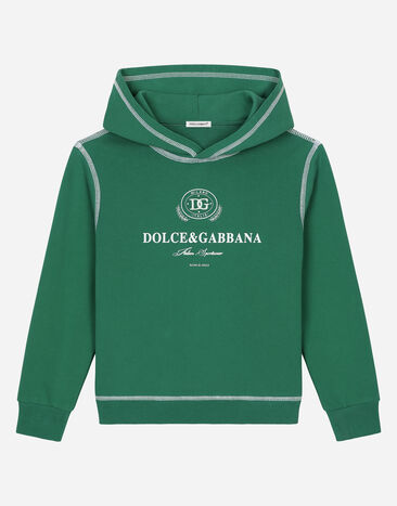 Dolce & Gabbana Kapuzensweatshirt aus Jersey mit Kontrastnähten und Dolce&Gabbana-Logo Drucken L44S10FI5JO