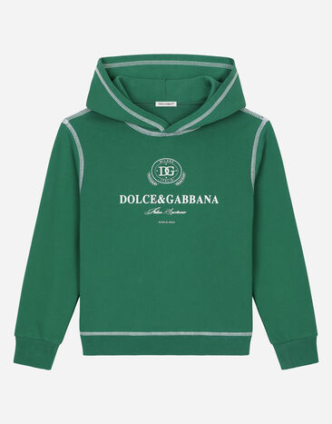 Dolce & Gabbana Jersey hoodie with contrasting stitching and Dolce&Gabbana logo Green L4JWKIG7NVV