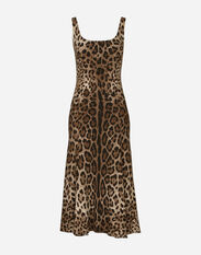 Dolce & Gabbana Leopard-print calf-length cady dress Multicolor FXJ33TJEMO9