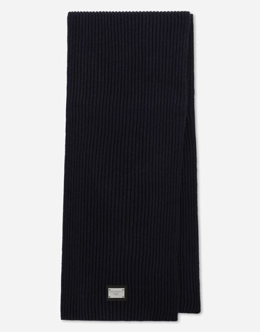Dolce & Gabbana Wool scarf with DG patch Print GQ348EG0WS2