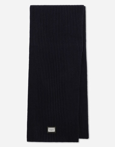 Dolce & Gabbana Wool scarf with DG patch Black A10782AB640