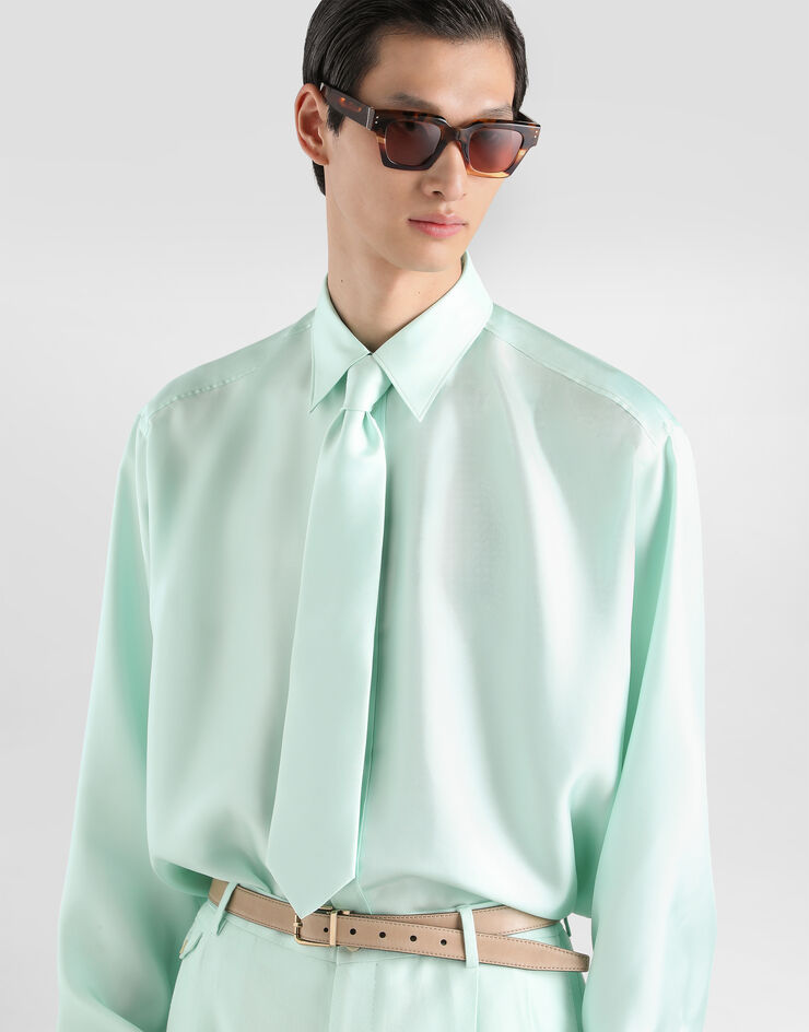 Dolce & Gabbana Hemd aus Seidentwill Azure G5OE4TFU1XB