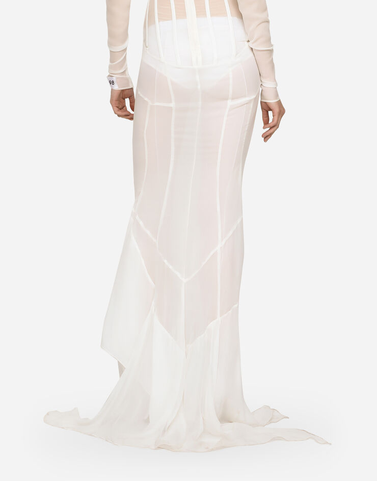 Dolce & Gabbana KIM DOLCE&GABBANA Vestido largo de georgette con detalles de corsé Blanco F6BFBTFUAA1