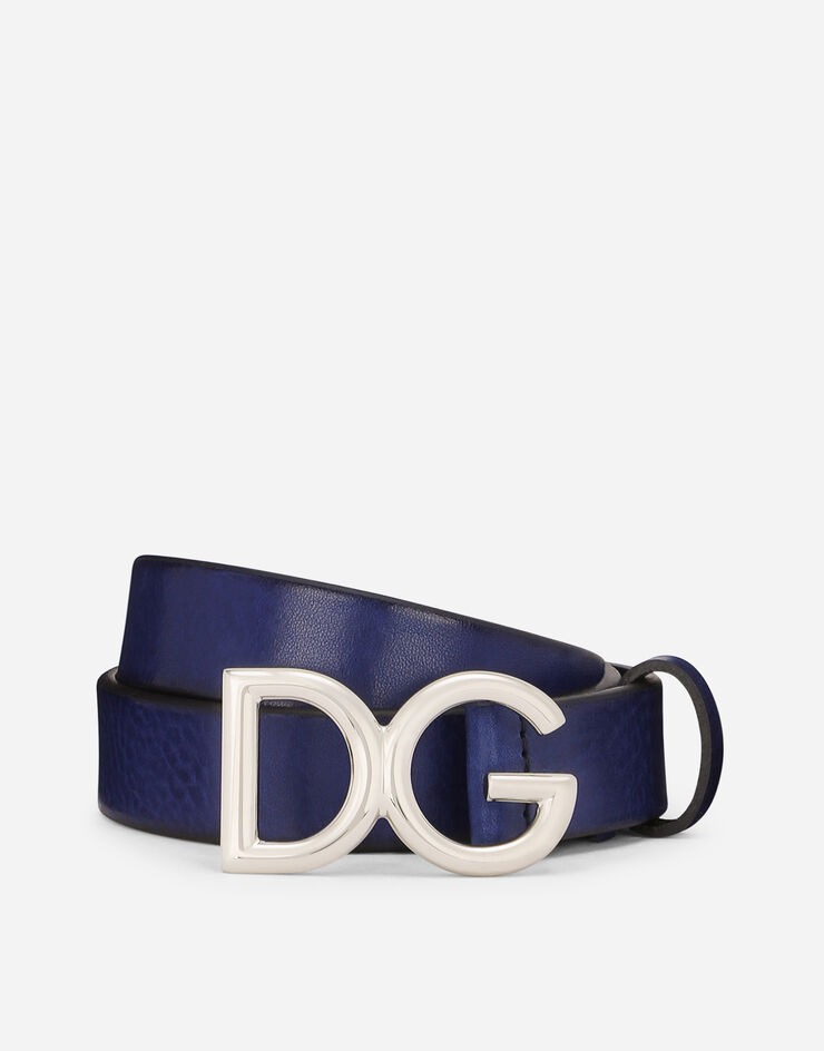 Dolce & Gabbana Cinturón de cuero martillado Azul BC4249AI894