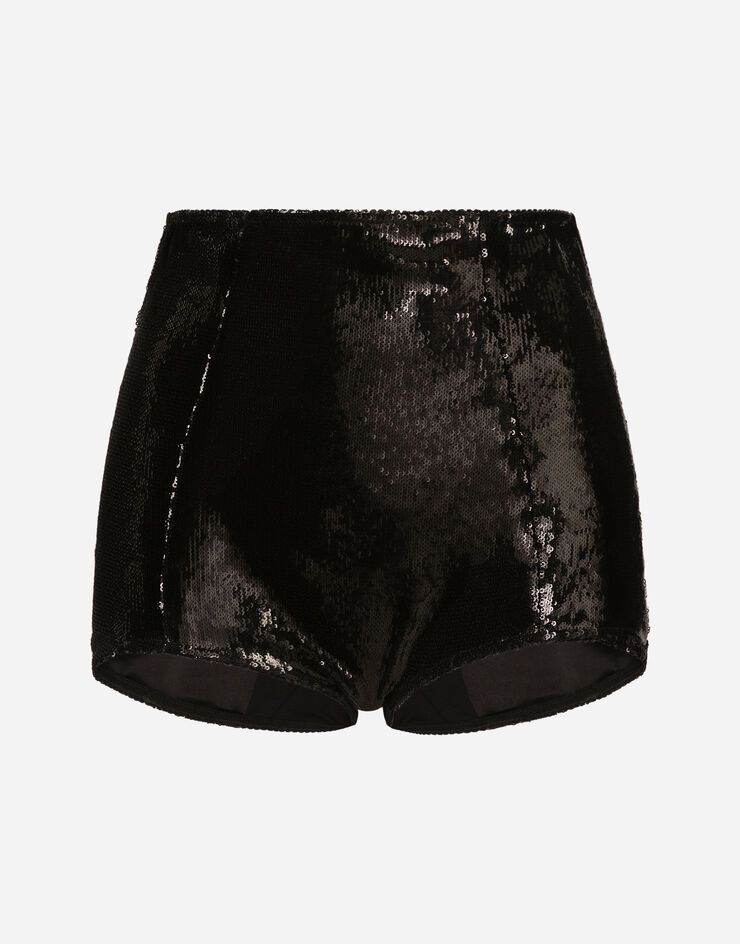 Dolce & Gabbana Culotte de talle alto de lentejuelas Negro FTABOTFLSIM