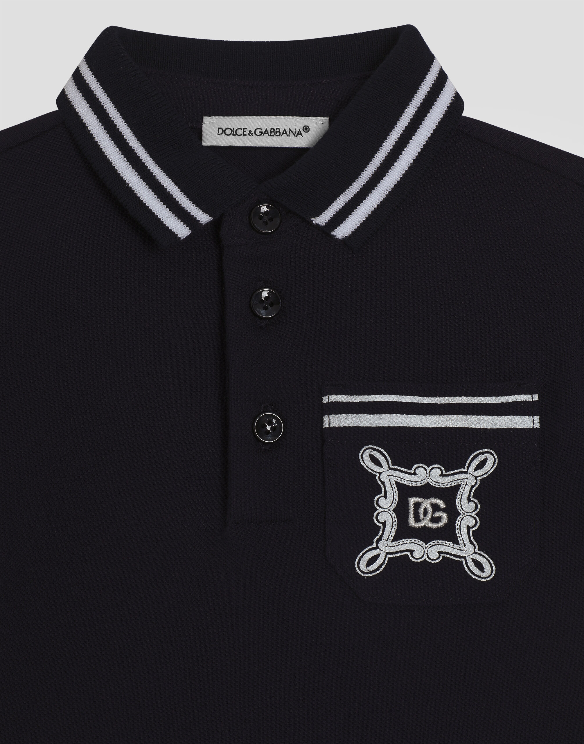 ブルーのメンズ Piqué polo-shirt with DG logo | Dolce&Gabbana®
