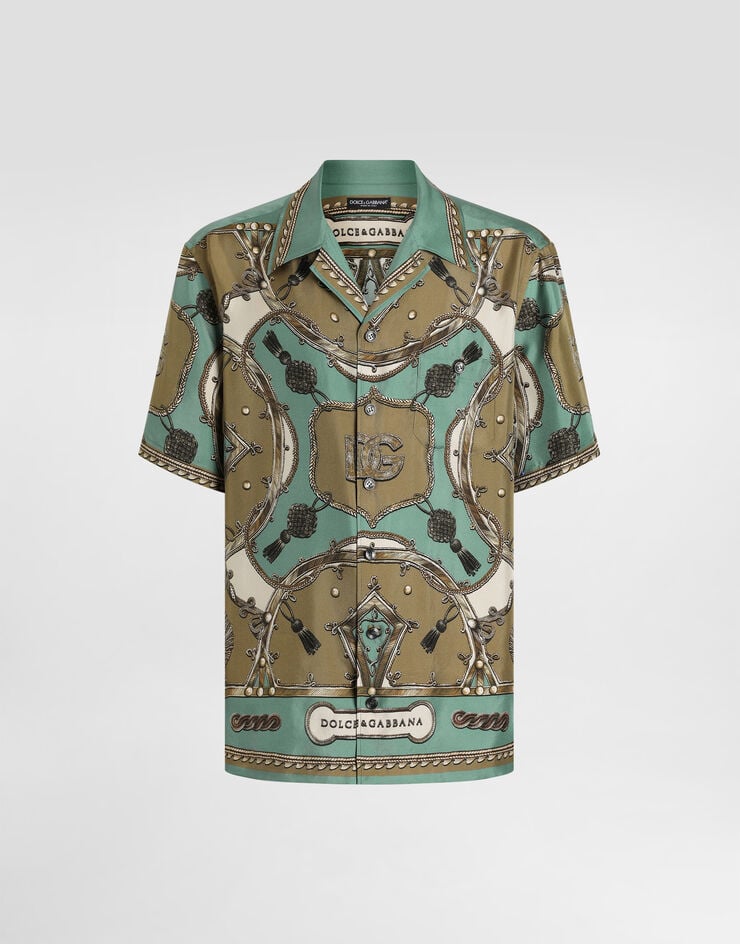 Dolce & Gabbana Cargo-print hawaii washed silk twill shirt Multicolor G5JH9THI12C