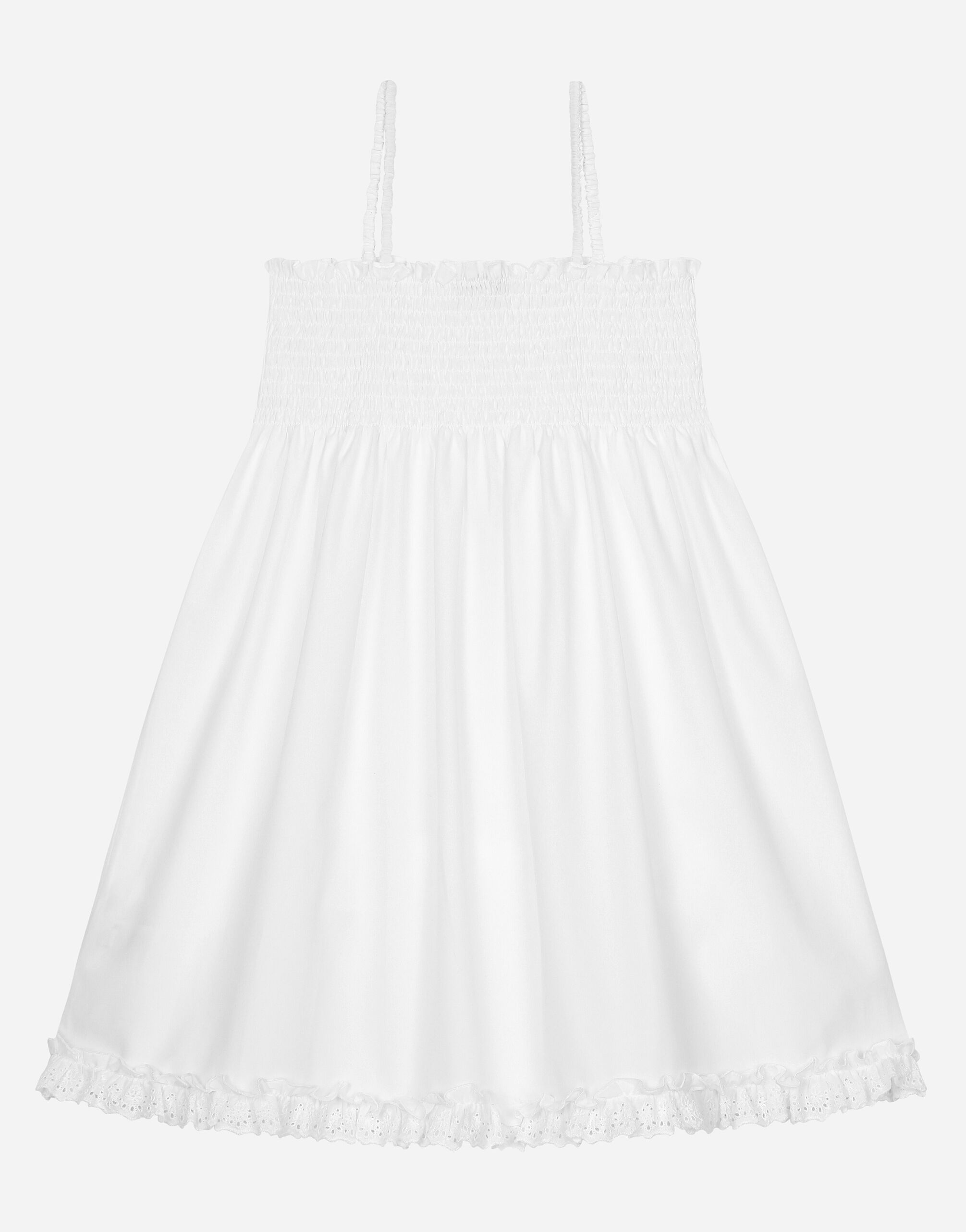 Vestido de popelina y encaje ingles en Blanco de Nina Dolce Gabbana